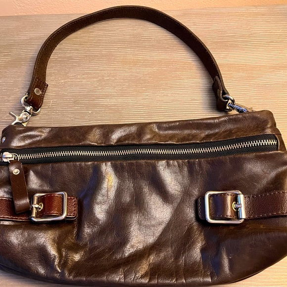 TANO Brown Leather Shoulder Handbag, Made in Italy - Picture 2 of 4